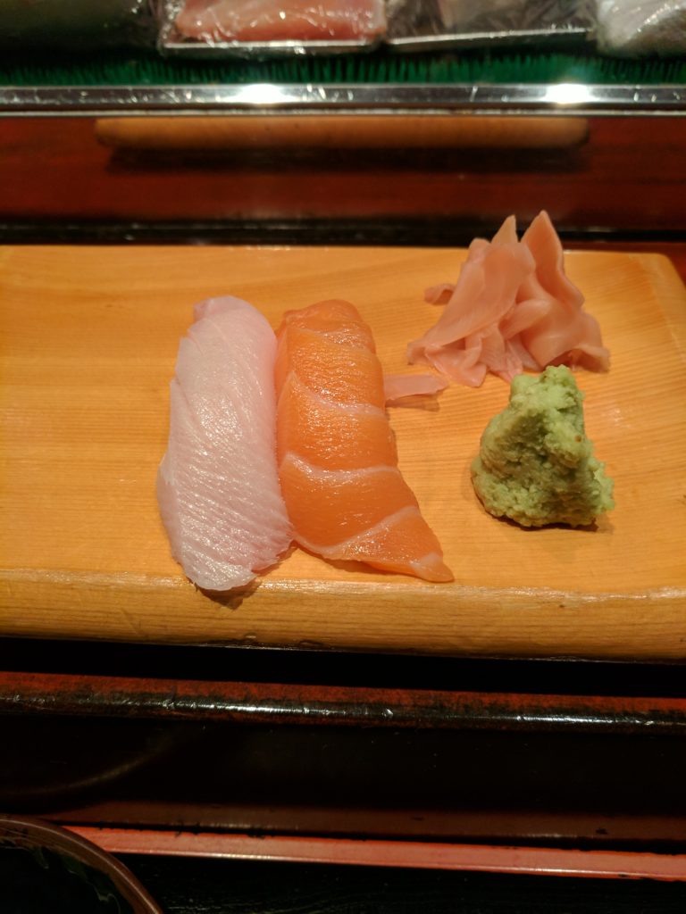 Yellowtail and salmon at Sushi Sake best sushi