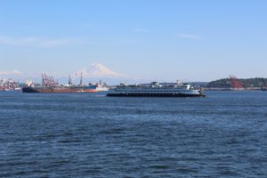 Seallte ferry and Mt Rainier Washington State
