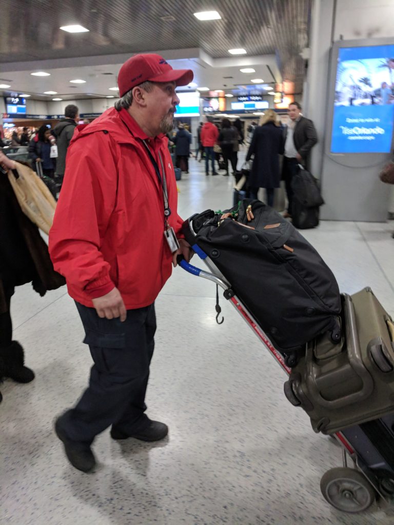 Lenny hauling our bags NYC in January