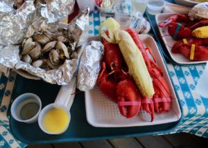 two lobsters at Cabbage Island clambake, best foodie